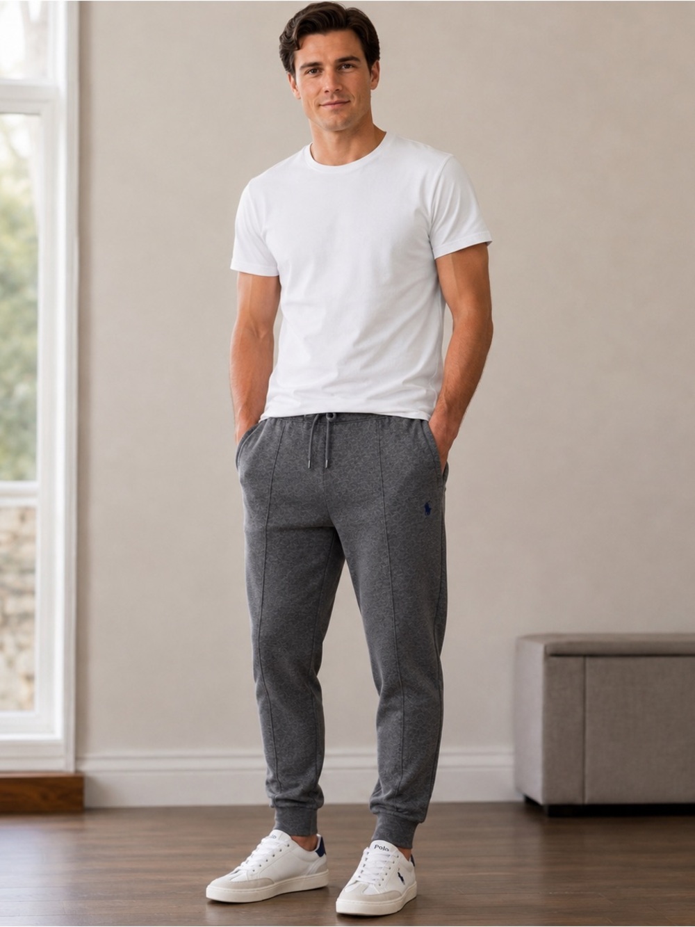 Polo Ralph Lauren Men’s Heather Grey Cotton Jogger Sweatpants Large